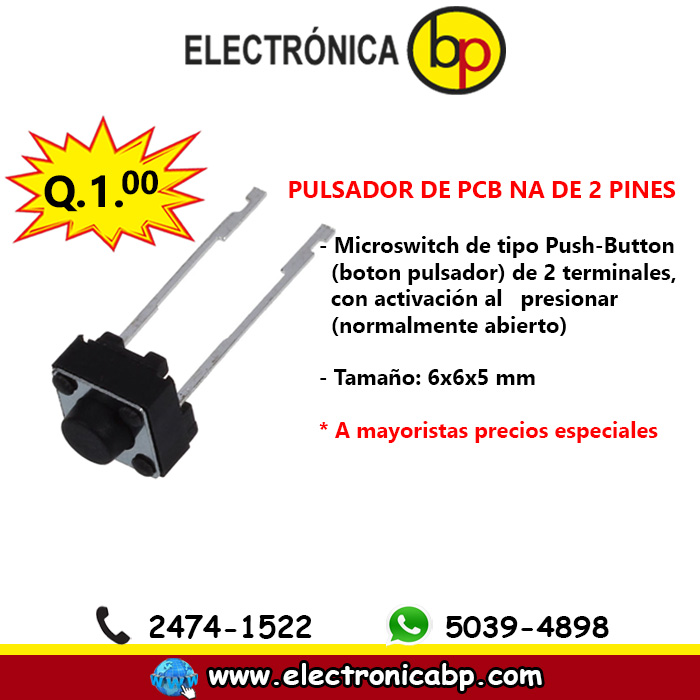 PULSADOR DE PCB NA 2 PINES